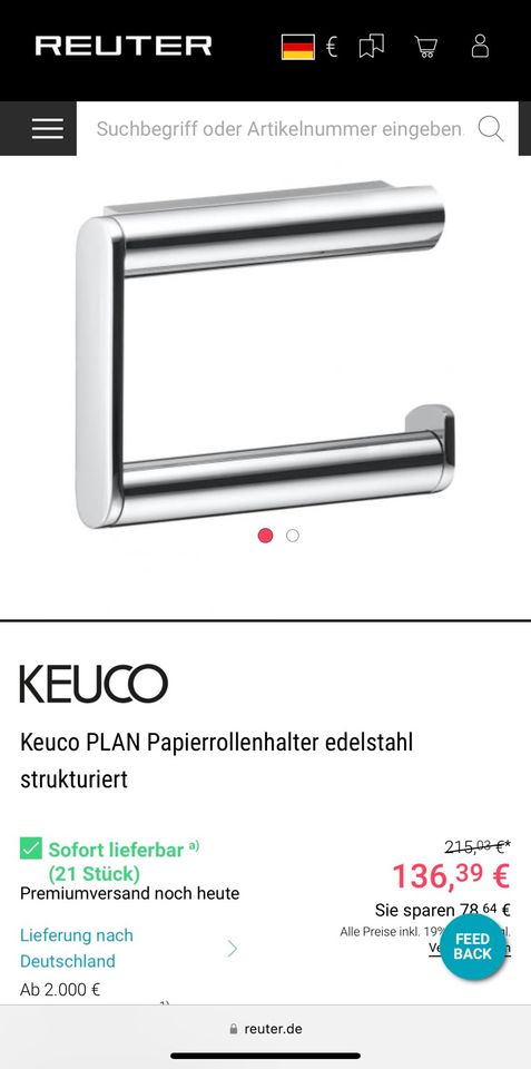 KEUCO Toilettenpapierhalter Edelstahl |NEU in Oberursel (Taunus)