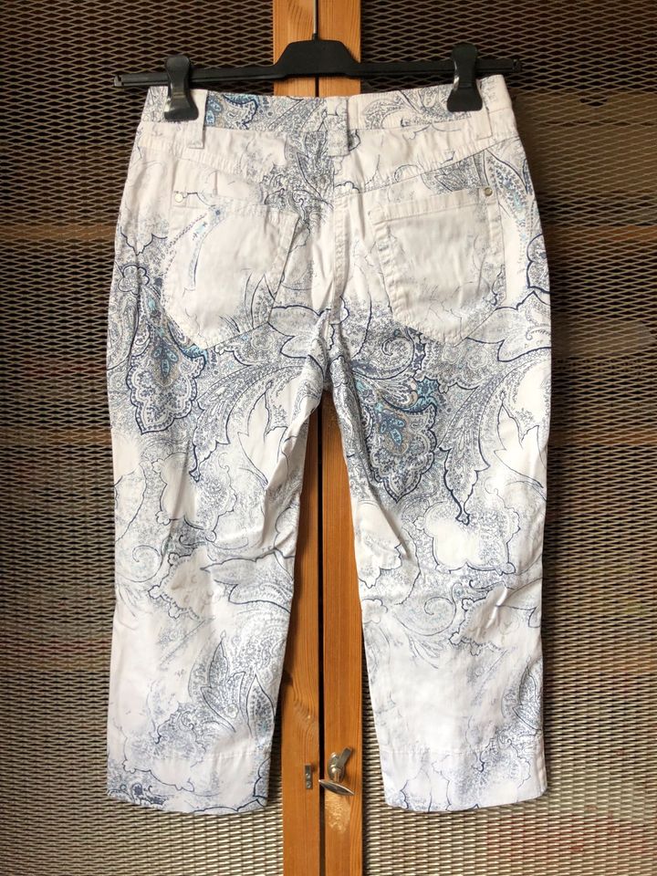 Gardeur 7/8 Sommerhose Baumwolle Weiß Blau Paisley Muster in Duisburg