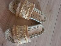 pantolette slides lucky shoes damen Gr. 37 beige gelb Hessen - Rabenau Vorschau
