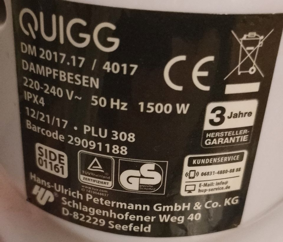 Quigg Elektronischer Dampfbesen 1500 Watt 15€ in Berlin