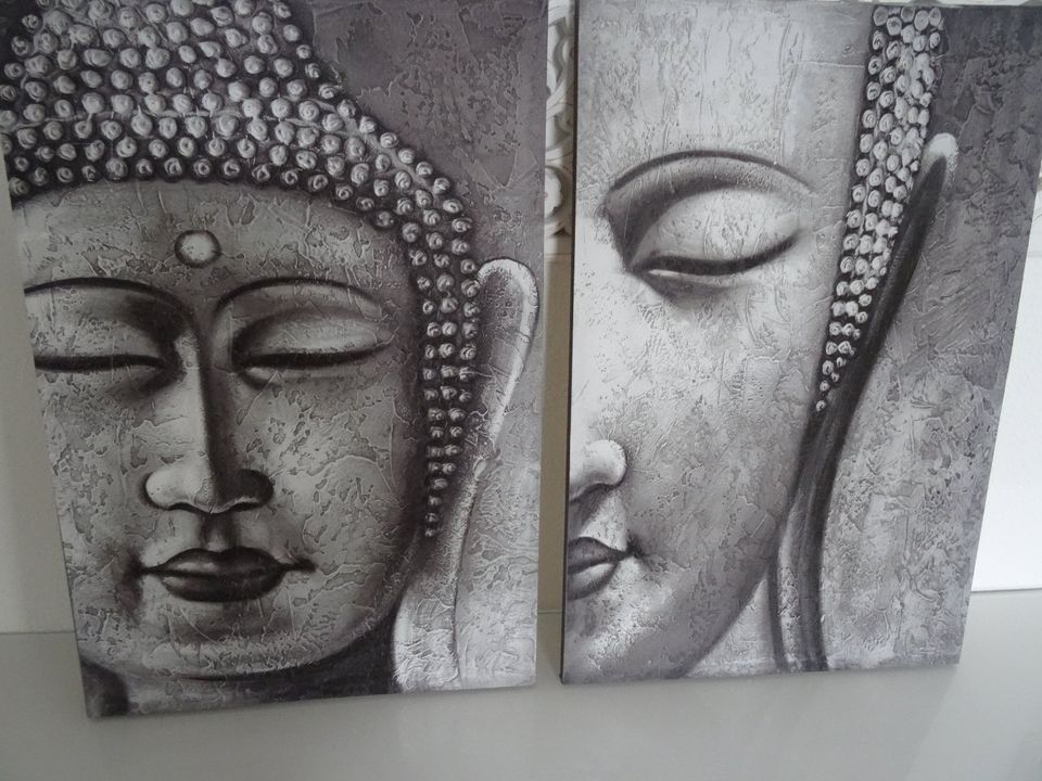 +Bilder 2 Buddha Buddhabilder Motiv: Buddha anthrazit grau edel+ in Untermeitingen