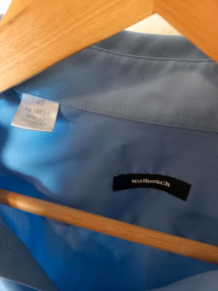 Hemd Walbusch, Slim Fit 40, langarm, hellblau in Klingenmünster