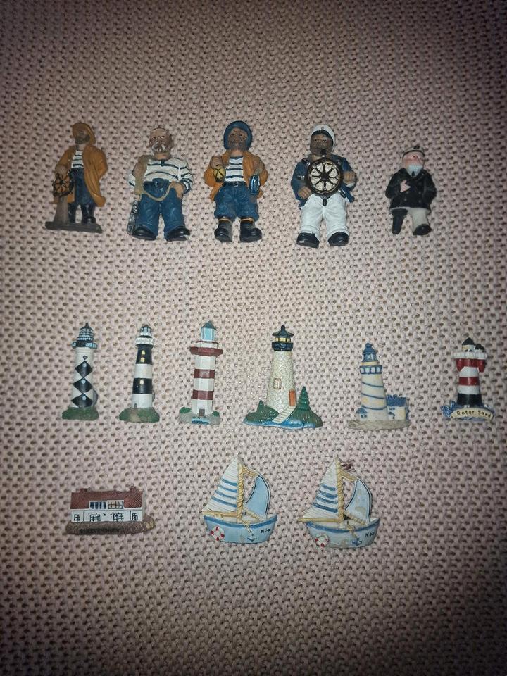 Magnete Magnetfiguren Leuchtturm Seemann Captain Segelboot in Upgant-Schott