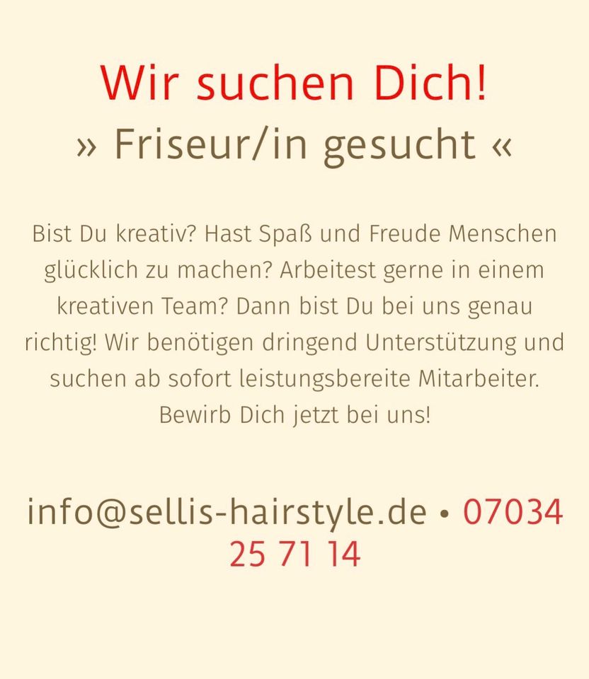 Friseur  in Gärtringen gesucht in Vollzeit  Teilzeit in Gärtringen