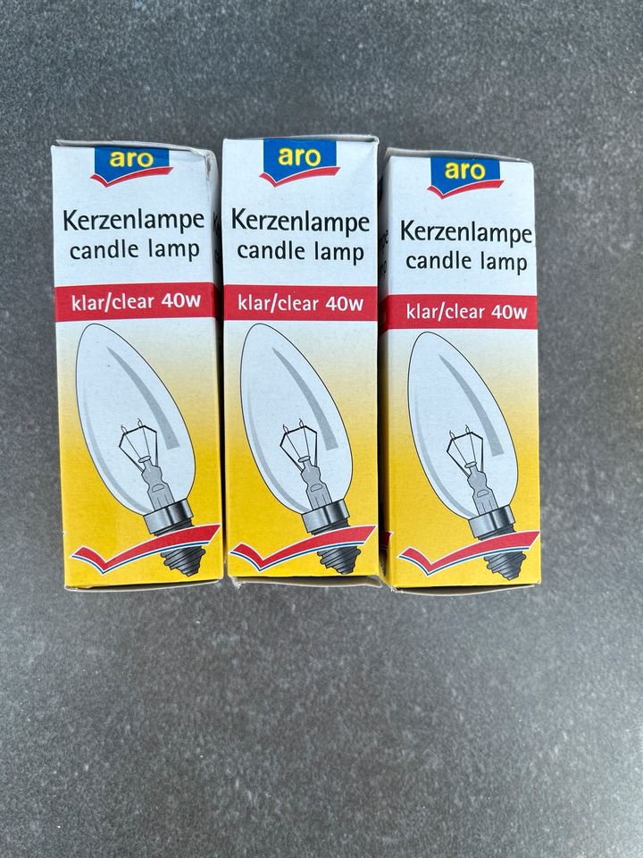 3 Aro Kerzenlampen / Glühlampen klar 40W in Freirachdorf