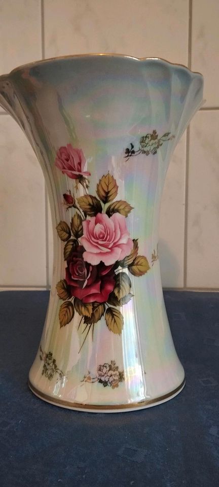 Vase 60 er HWL 1926 Handvergoldet  Porzellan Bavaria Rose in in Annaberg-Buchholz