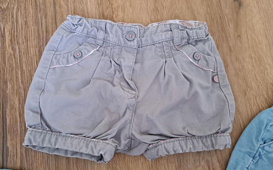 Kurze Hosen Set Mädchen Gr. 74 Jeans pink grau Sommer in Mettmann