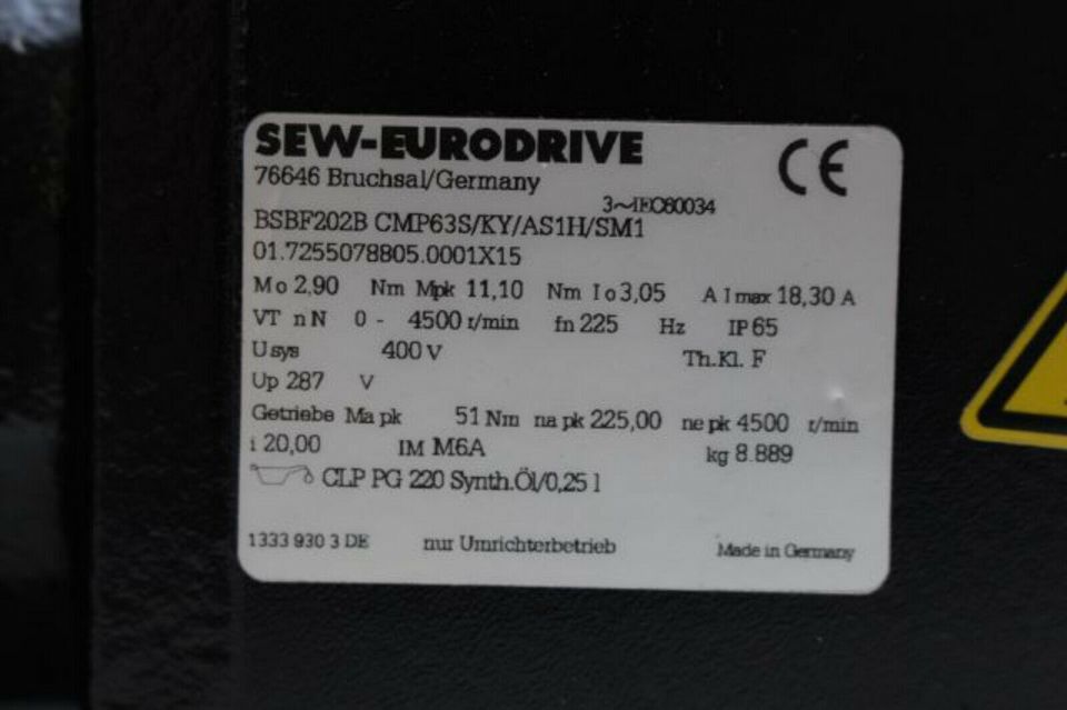 SEW Eurodrive Motor, Elektromotor BSBF202B CMP63S KY AS1H SM1 in Hövelhof