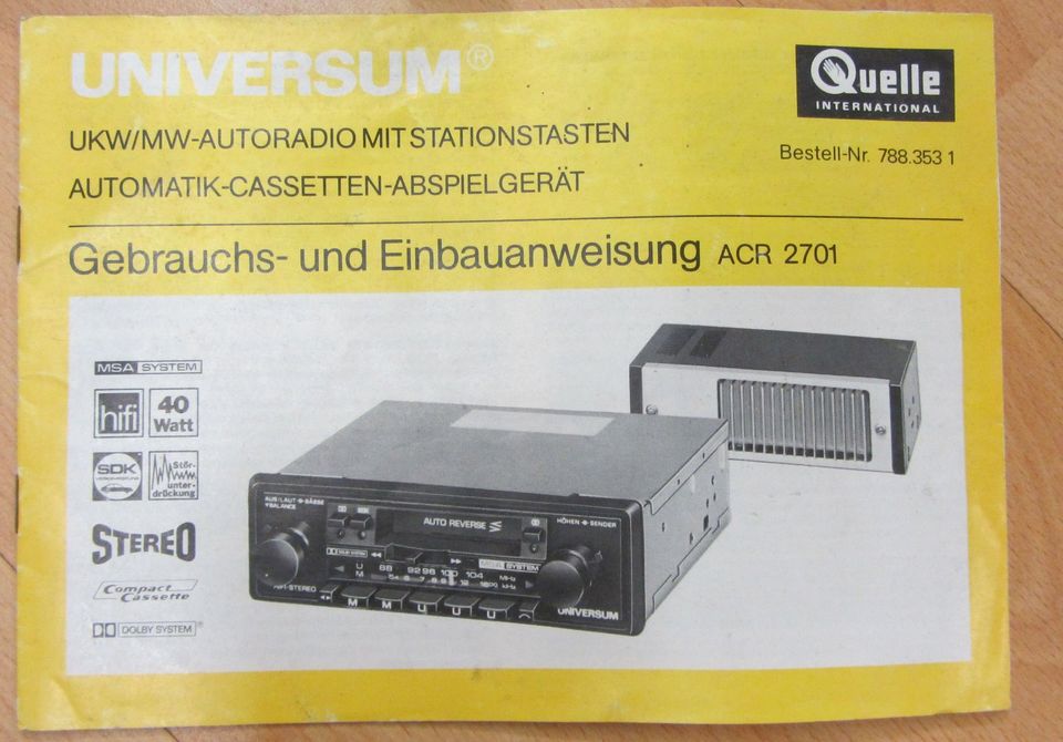 Autoradio Universum Oldtimer ACR2701 in Rheda-Wiedenbrück