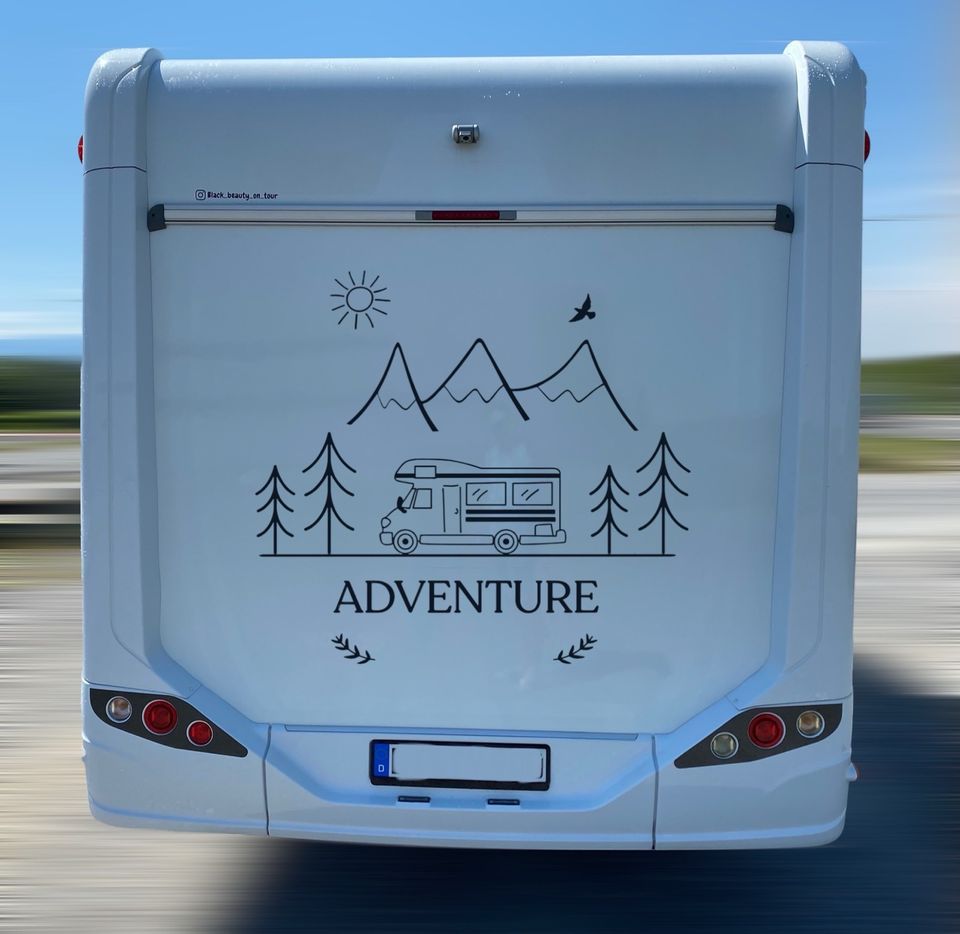 Adventure Wunschtext Wohnmobil Wohnwagen Aufkleber in Wangen im Allgäu