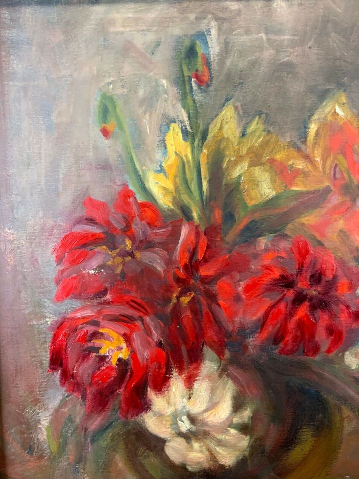 ÖLGEMÄLDE BLUMEN STILLLEBEN GEMÄLDE SIGNIERT BAUMGARTEN GROSSFORMAT 65x78cm - Versand kostenlos - Wir sind für Sie da lokal in 86830 Schwabmünchen oder online ARTHOME24 in Schwabmünchen