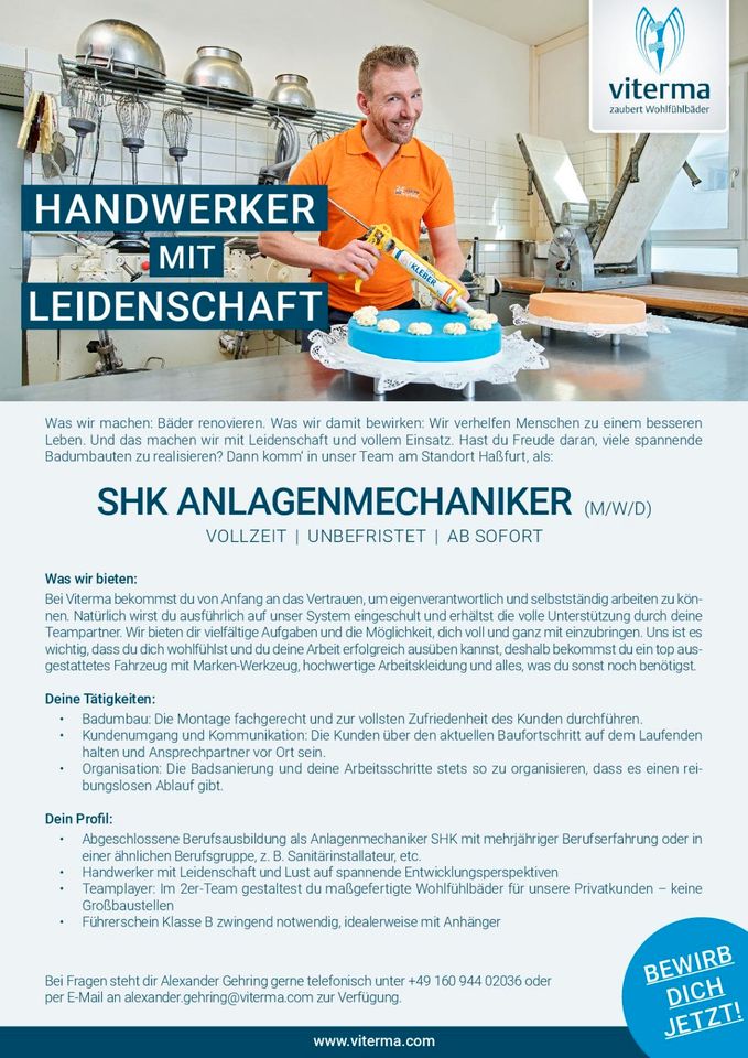 SHK Anlagenmechaniker / Installateur gesucht in Zeil