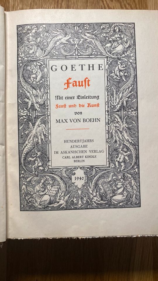 Originalausgabe von Goethes „Faust“ aus dem Jahre 1940 in Bielefeld