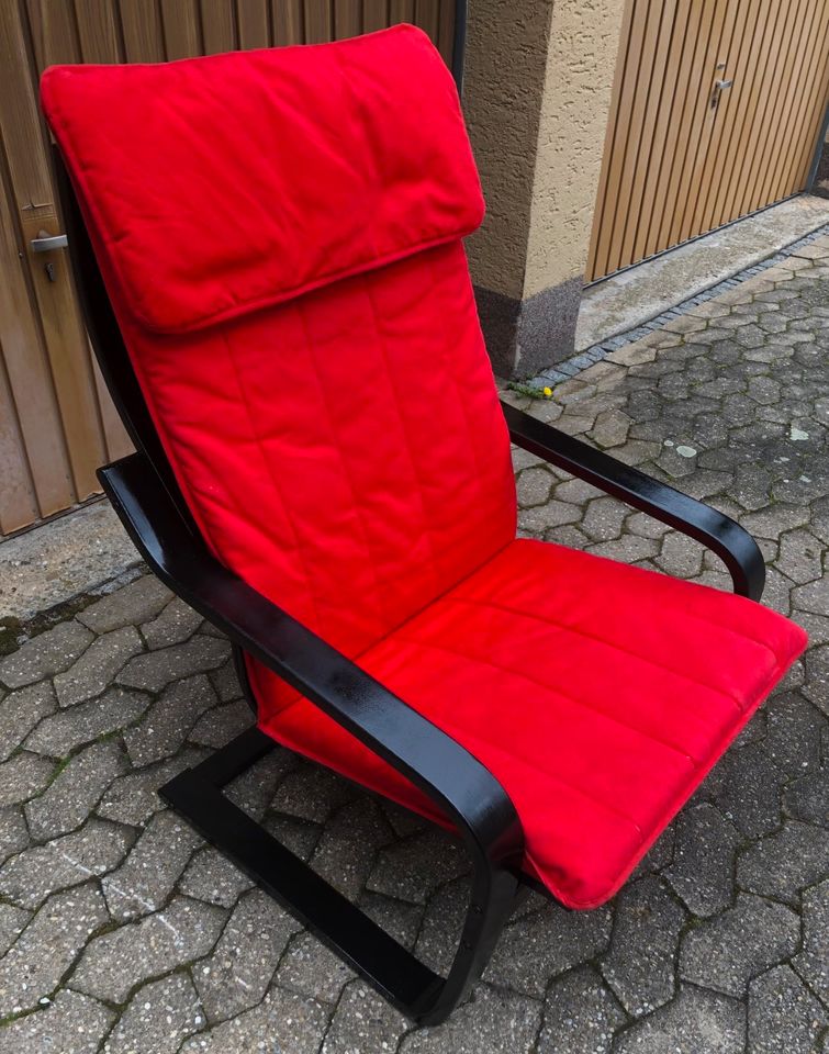 IKEA Schwingstuhl Relaxsessel rotes Polster schwarzes Gestell in Nürnberg (Mittelfr)