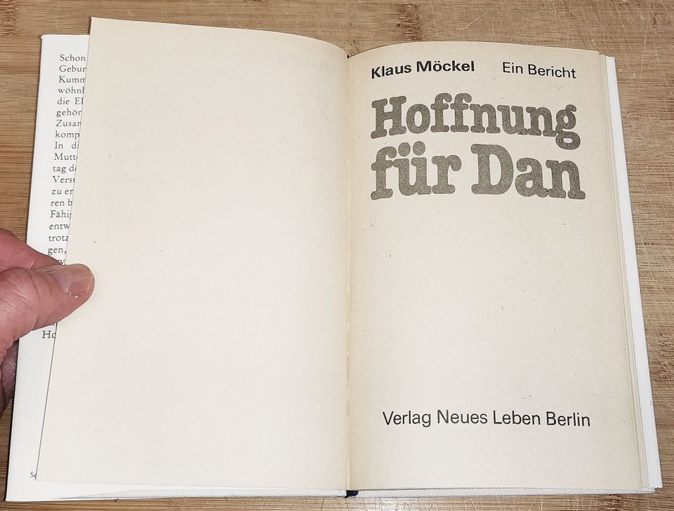 Buch Hoffnung für Dan, Klaus Möckel, Neues Leben Berlin, DDR 1988 in Bautzen