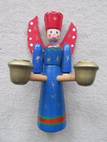 Holzengel, blau mit Kerzenhalter, Weihnachten, Dekoration Baden-Württemberg - Heddesheim Vorschau