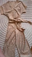 ❤️ h&m Jumpsuit M 38 beige Gold gestreift kurzarm weites Bein Thüringen - Bad Salzungen Vorschau
