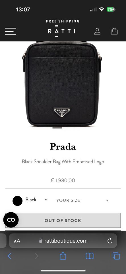 Prada Black Shoulder Bag With Embossed Logo in Berlin