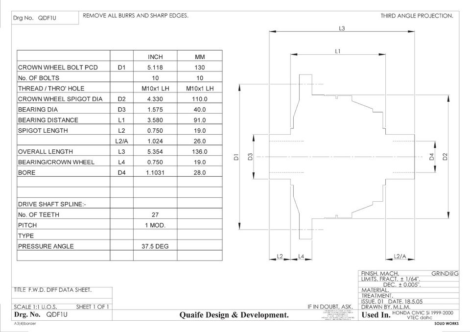 QUAIFE Differentialsperre QDF1U Honda Civic EK4, CRX, Civic Si in Wandlitz