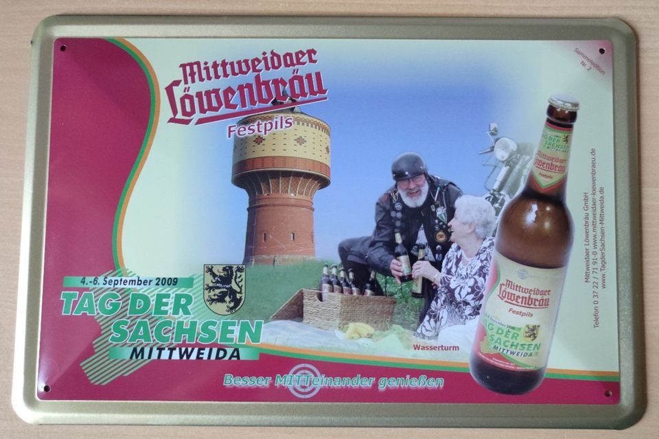 Blechschild Mittweidaer Löwenbräu 2009 Motiv Nr. 2 Wasserturm in Hamm