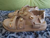 Catwalk Deichmann Sandalen Sandaletten Pantoletten beige gold 40 Bayern - Augsburg Vorschau