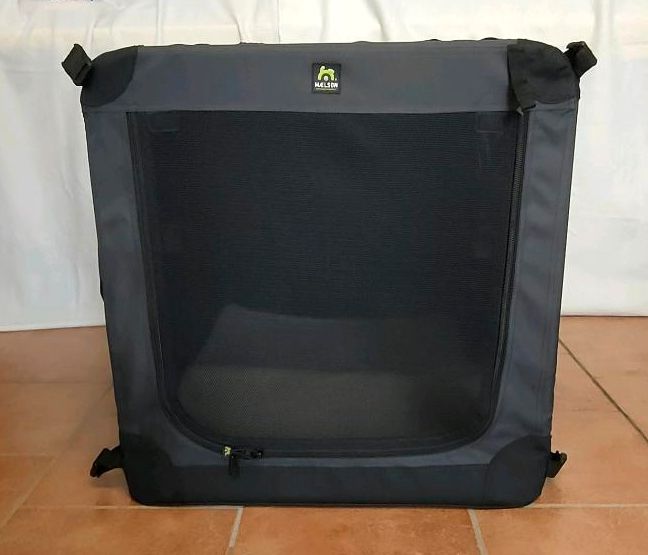 Melson Hunde Transportbox, faltbar, schwarz/beige in Neuss