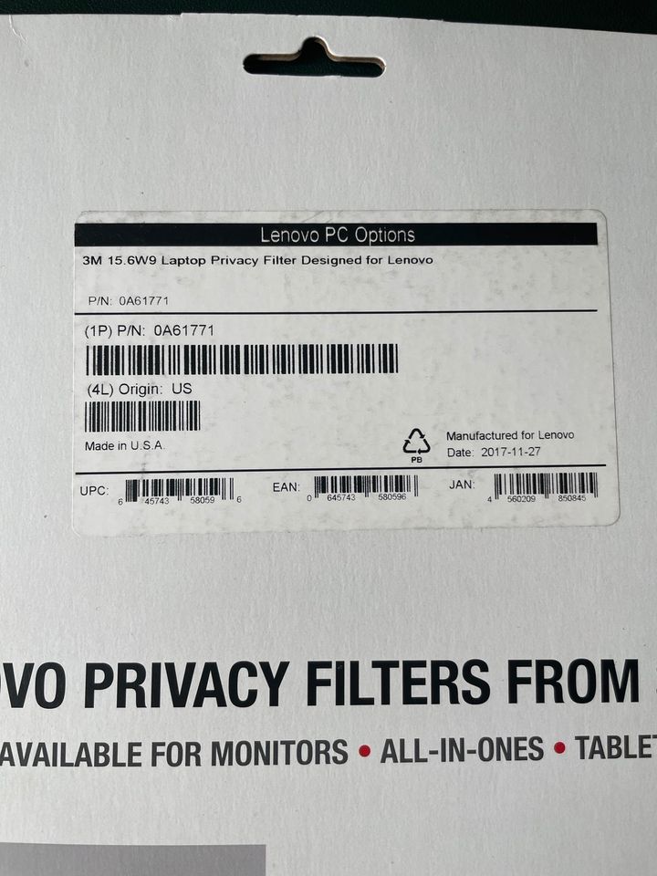 Lenovo Blickschutz Filter Privacy Filter Laptop Display in Duisburg