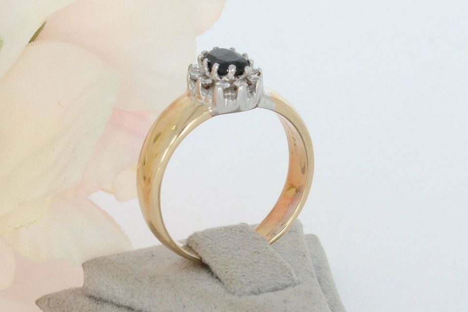 SALE! WERT 1250 € BRILLANT SAPHIR RING 14K GELBGOLD vxlt 65622 in Essen