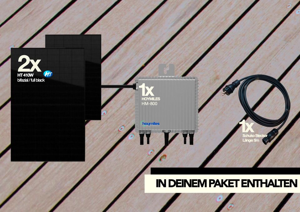 TÜV zertifiziert ! Balkonkraftwerk Komplett-Paket 820W/600W ! inkl.DTU / BAD OLDESLOE / drosselbar / Solar / PV / Strom 3-m Schuko-Kabel ! in Bad Oldesloe