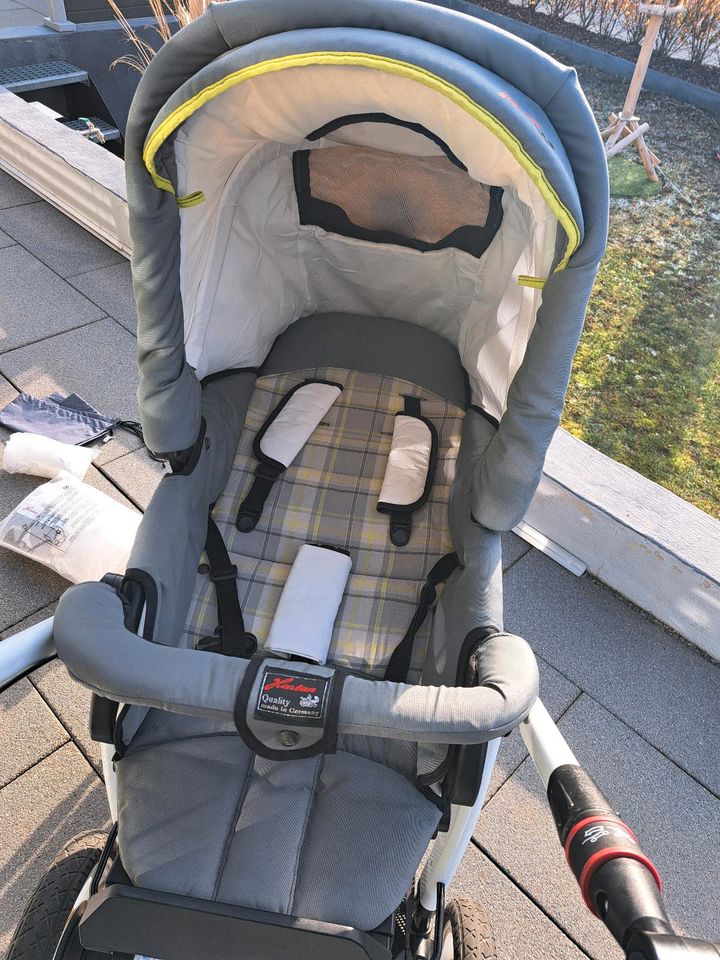 Hartan Racer GTS Kinderwagen Handbremse weiß grau TOP in Birkenfeld