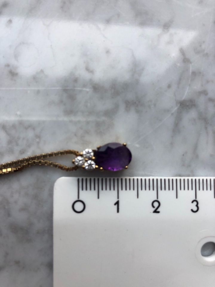 Anhänger 333 Gold Goldanhänger mit Amethyst und Zirkonia in Bremen