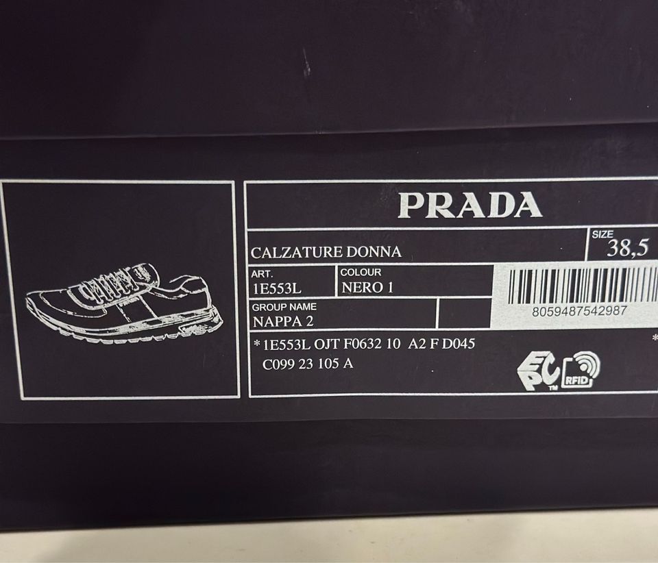 ✅ PRADA Damen Sneaker Schuhe Größe 38,5 schwarz NEU 39 100% origi in Hagen