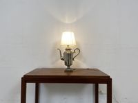 WMK Ein Unikat! Wunderschöne und einzigartige Tischlampe gebaut aus alter Zinn Teekanne und neuem Lampenschirm # Tischleuchte Leselampe Lampe Leuchte Vintage # Lieferung möglich Friedrichshain-Kreuzberg - Friedrichshain Vorschau