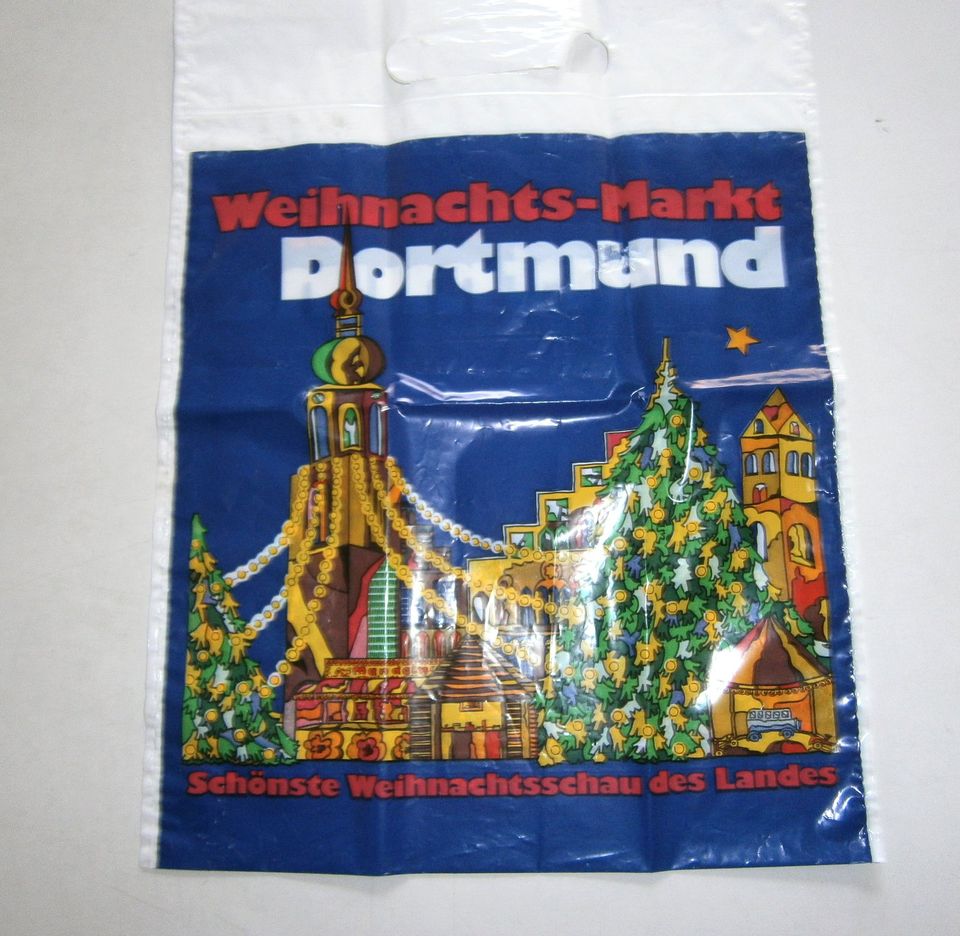 2 Plastiktüten "Neue Westfälische"Dortmunder Weihnachtsmarkt 80er in Lichtenau