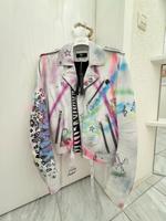 Amiri Graffiti Biker Leder Jacke Weiß M UVP 4800$ Baden-Württemberg - Esslingen Vorschau