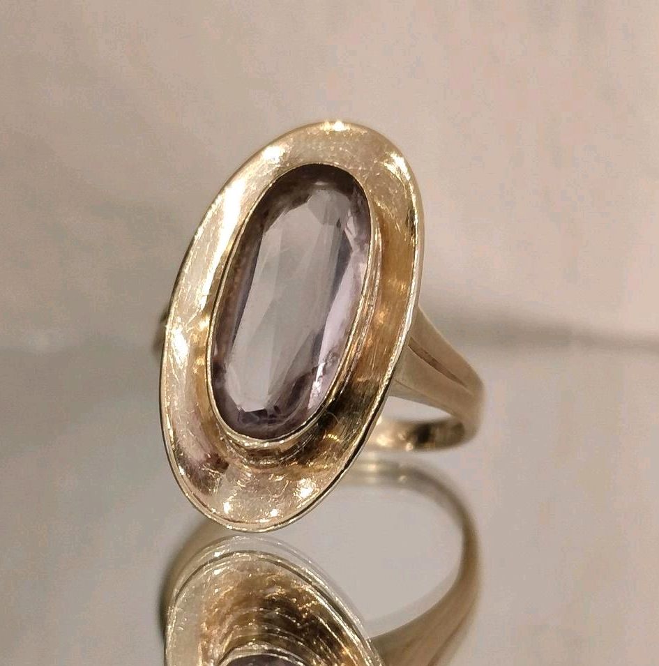 Toller Art Deco 333 Goldring 3,49g Amethyst Gold Ring in Nidda