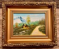 Ölgemälde Bild Alpin Berge Barock Vintage Retro Gold Holz Prunk Bochum - Bochum-Wattenscheid Vorschau