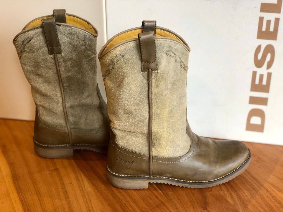 Diesel* Totem Boots, Western Look, 37/38, olive grün in Wetter (Ruhr)