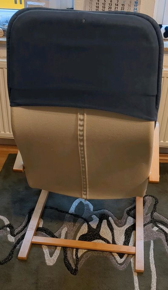 Poäng Schaukelstuhl, Stuhl,  groß blauer Bezug gebraucht in Halle