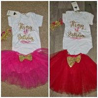 2x 3 teilig 1 geburtstag Outfit tutu Tüll pink rot NEU 1 J. Friedrichshain-Kreuzberg - Friedrichshain Vorschau