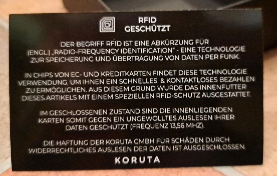 Koruta Slim Wallet mit RFID Schutz in Duisburg