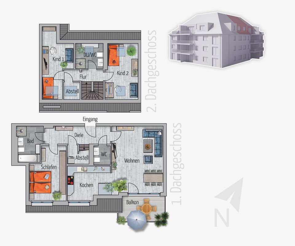 Geschmackvolle Dachgeschosswohnung über zwei Etagen mit TG in bester Wohnlage *Nahe Tierpark* in Chemnitz