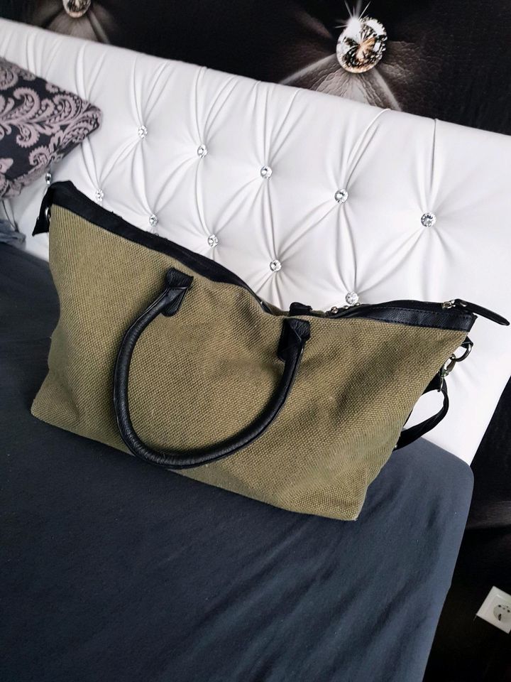 Große Shopper Bowling Weekender Canvas Nietenbesatz Bag Fash in Stutensee