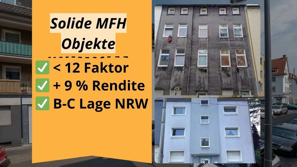 Direktzugang zu MFH Objekten <12 Faktor, +9% Rendite in Mülheim (Ruhr)