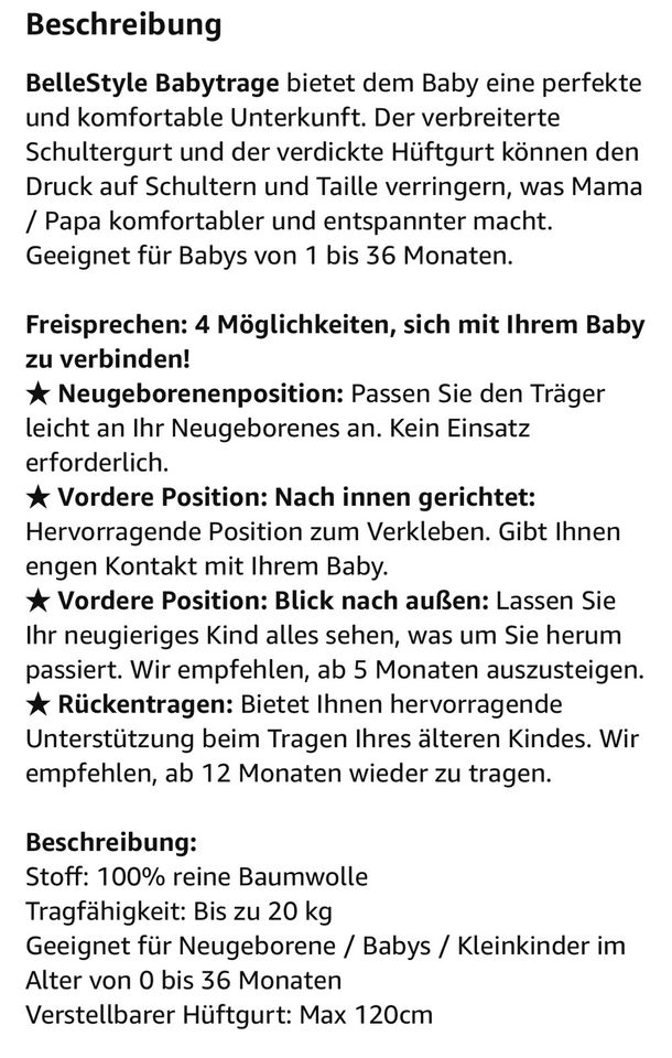 Babytrage BelleStyle in Limbach-Oberfrohna