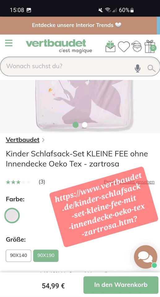 Bettwäsche ohne Aufdecken/Schlafsack in Obrigheim