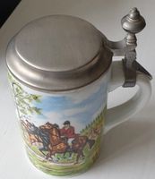 Bierkrug aus Porzellan mit Zinndeckel / Retro Krug, Sammlerkrug Baden-Württemberg - Althengstett Vorschau