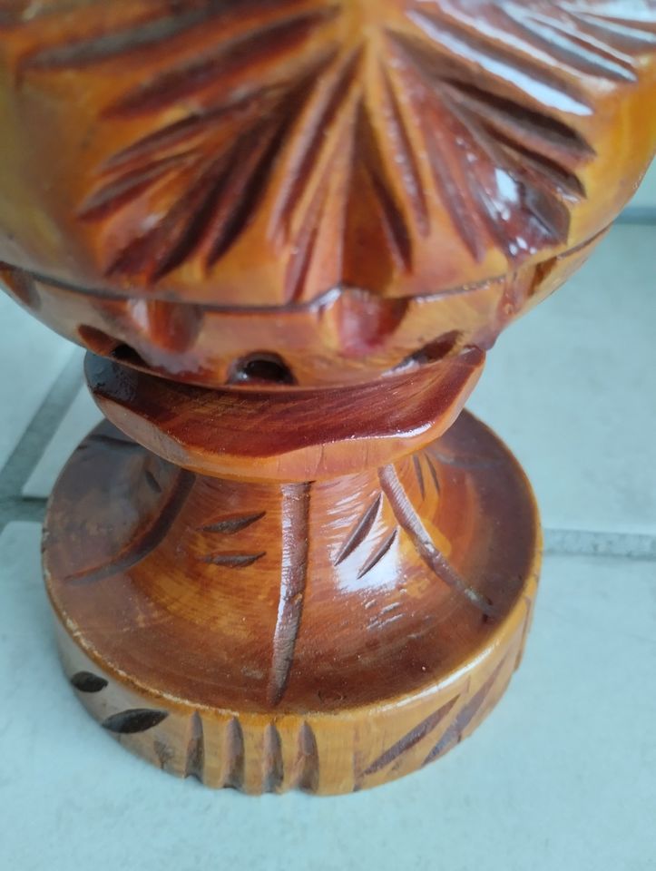 große Blumenvase, Holz, geschnitzt /gedrechselt? 1980 Russland in Welzow