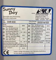 Sunny Boy SWR850 Wechselrichter Defekt Nordrhein-Westfalen - Heek Vorschau