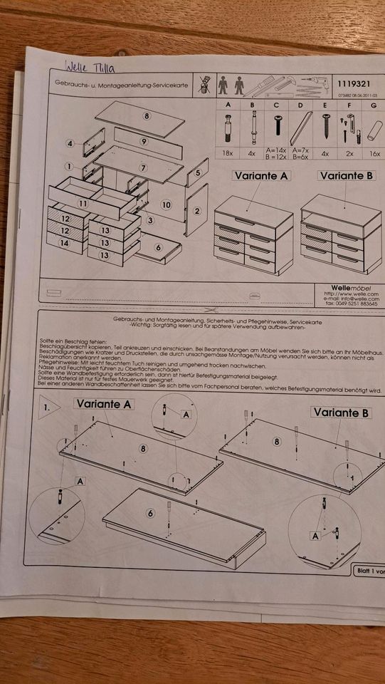 Welle Babyzimmer/Kinderzimmer Milla Schrank/ Kommode lawa/weiß in Erbach